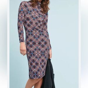 Anthropologie Kenny Mock-Neck Dress by Yumi Kim /Deja Vu Jersey Dress Size XS